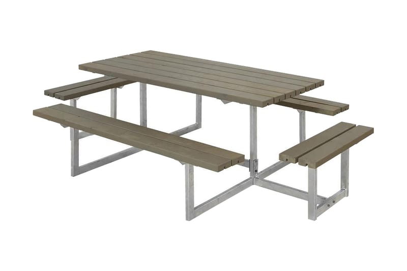PLUS Basic Bänkset Komplett med 2 Påbyggnader - Gråbrun - Picknickbord & bänkbord