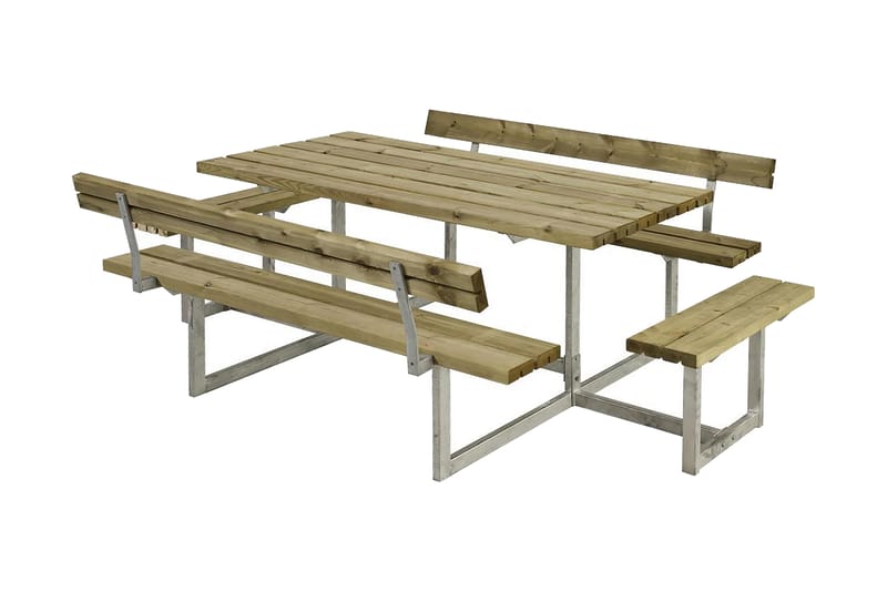 PLUS Basic Bänkset med 2 Ryggstöd + 2 Påbyggnader - Beige/Grå - Picknickbord & bänkbord