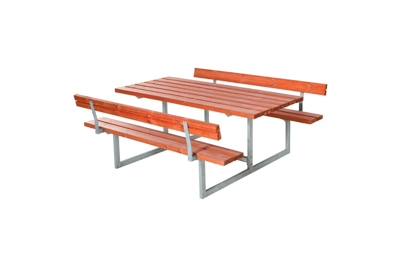 PLUS Basic Bänkset med 2 Ryggstöd 177 cm Grundmålad Teak - Picknickbord & bänkbord