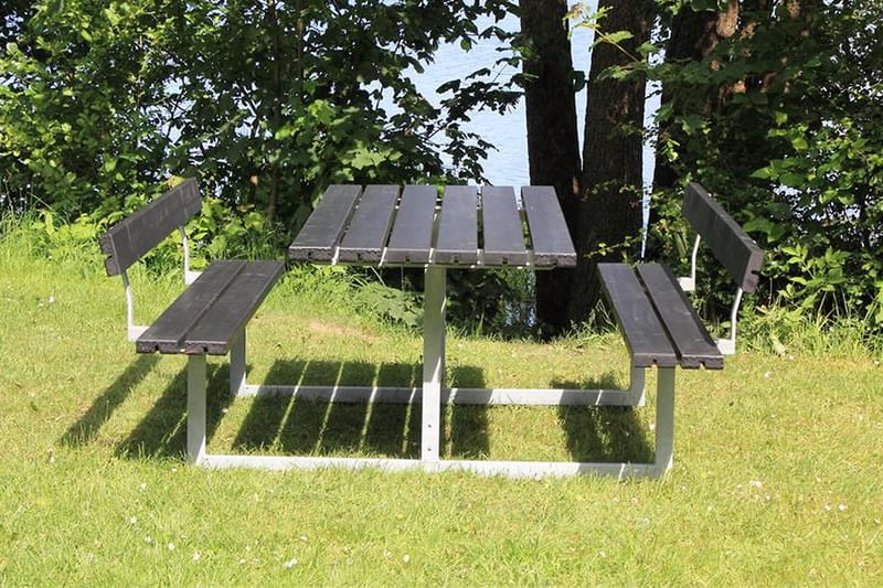 PLUS Basic Bänkset med 2 Ryggstöd - Svart - Utemöbler - Utebord & trädgårdsbord - Picknickbord & bänkbord