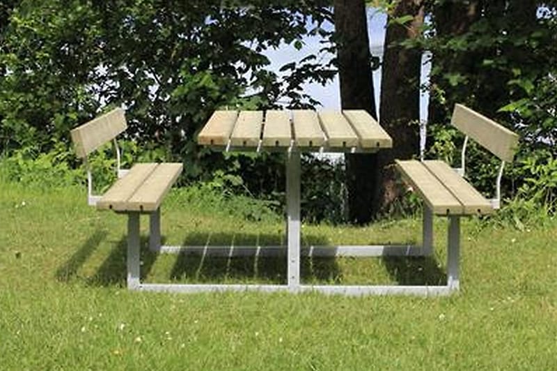 PLUS Basic Bänkset med 2 Ryggstöd - Vit - Picknickbord & bänkbord