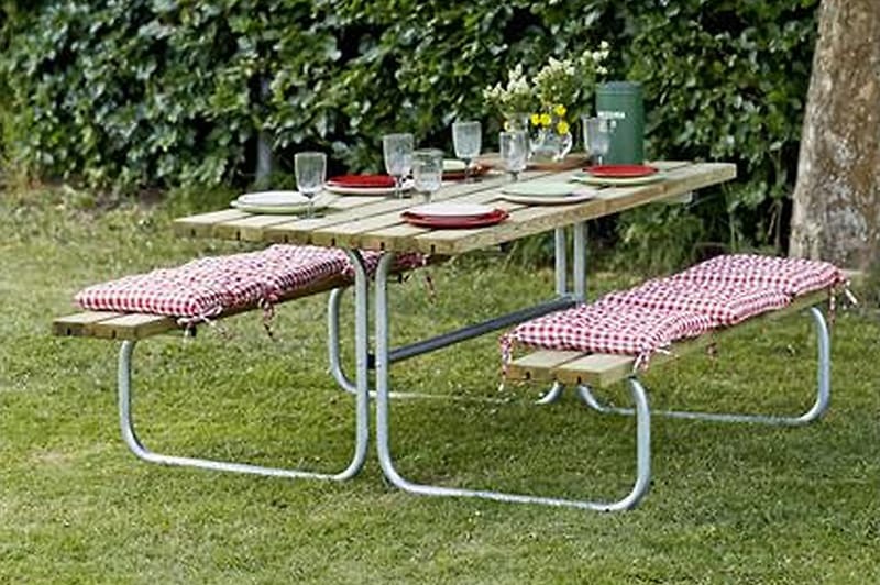 PLUS Classic Bänkset 155x177x73 cm - Beige/Grå - Utemöbler - Utebord & trädgårdsbord - Picknickbord & bänkbord