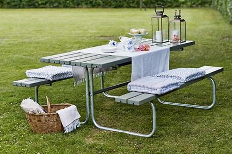 PLUS Classic Bänkset 155x177x73 cm - Gråbrun - Utemöbler - Utebord & trädgårdsbord - Picknickbord & bänkbord