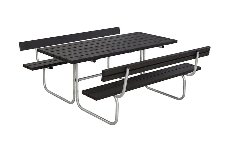 PLUS Classic Bänkset med 2 Ryggstöd 177x177x75 cm - Svart - Picknickbord & bänkbord