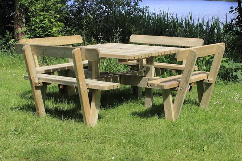 PLUS Gudrun Picknickbord med Ryggstöd - Naturell - Utemöbler - Utebord & trädgårdsbord - Picknickbord & bänkbord