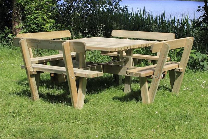 PLUS Gudrun Picknickbord med Ryggstöd - Naturell - Picknickbord & bänkbord