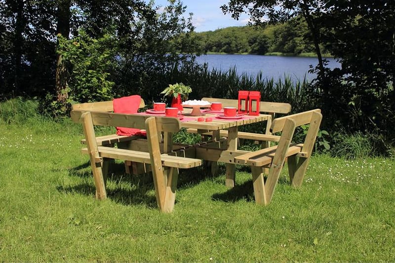 PLUS Gudrun Picknickbord med Ryggstöd - Naturell - Utemöbler - Utebord & trädgårdsbord - Picknickbord & bänkbord