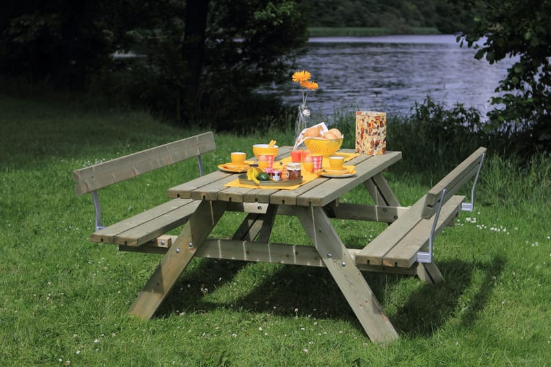 PLUS Gudrun Picknickbord med Bänk med Ryggstöd - Trä - Utemöbler - Utebord & trädgårdsbord - Picknickbord & bänkbord