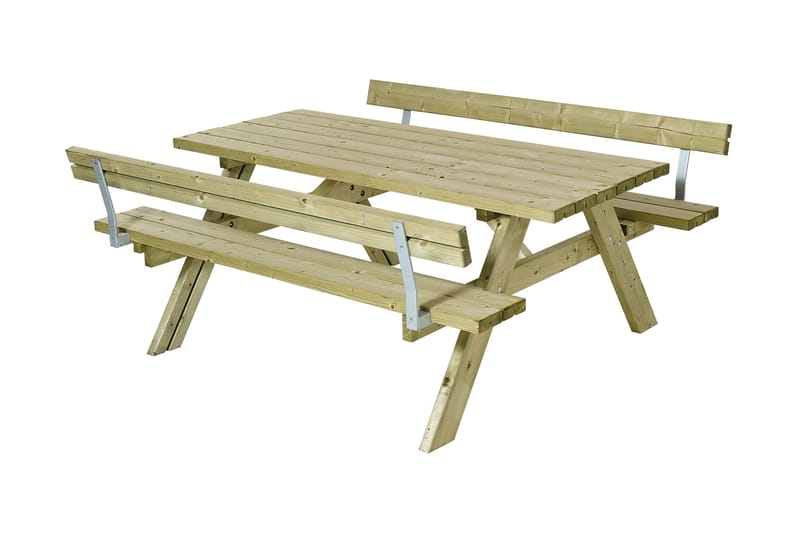 PLUS Gudrun Picknickbord med Bänk med Ryggstöd - Trä - Picknickbord & bänkbord