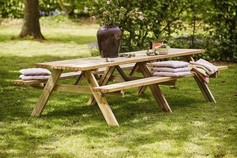PLUS Gudrun Picknickbord med Bänk 300 cm - Trä - Utemöbler - Utebord & trädgårdsbord - Picknickbord & bänkbord