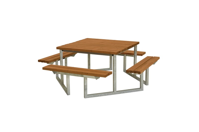 PLUS Twist Bänkset 204 cm Grundmålad Teak - Utemöbler - Utebord & trädgårdsbord - Picknickbord & bänkbord