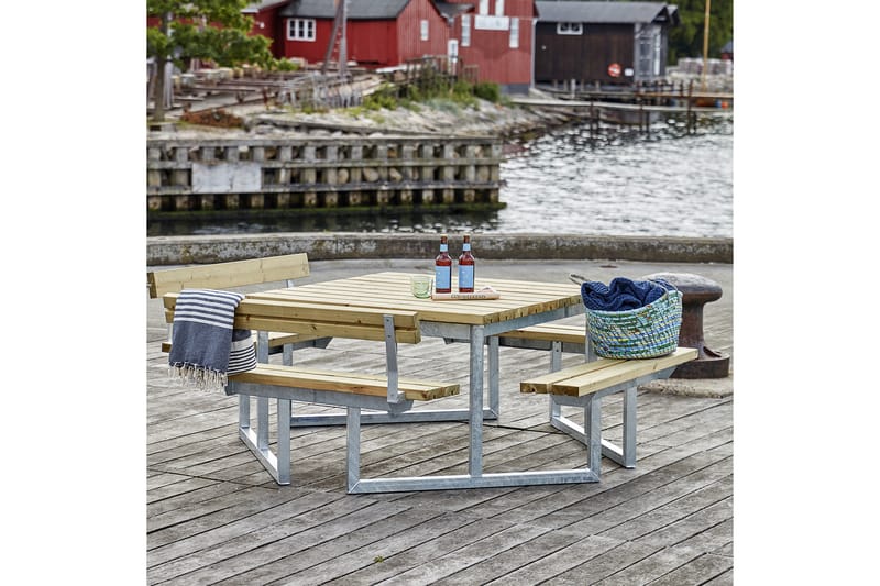 PLUS Twist Bänkset med 2 Ryggstöd 204 cm Tryckimpregnerat - Utemöbler - Utebord & trädgårdsbord - Picknickbord & bänkbord