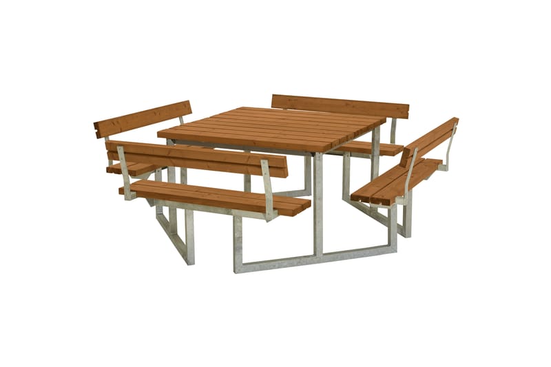 PLUS Twist Bänkset med 4 Ryggstöd 227 cm Grundmålad Teak - Picknickbord & bänkbord