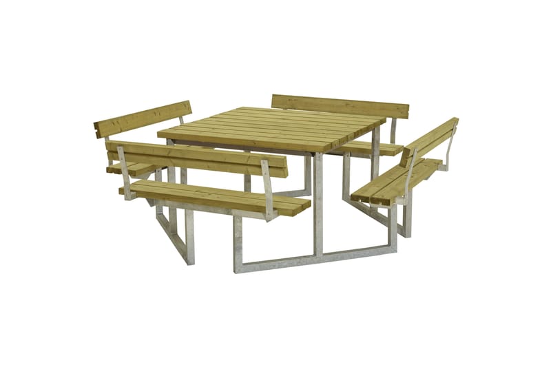 PLUS Twist Bänkset med 4 Ryggstöd 227 cm Tryckimpregnerat - Utemöbler - Utebord & trädgårdsbord - Picknickbord & bänkbord
