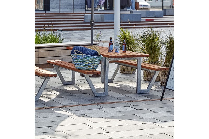 PLUS Wega Bänkset 177 cm Grundmålad Teak - Utemöbler - Utebord & trädgårdsbord - Picknickbord & bänkbord