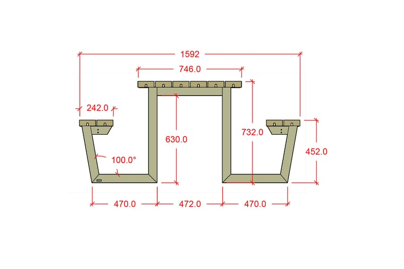 PLUS Wega Bänkset 177 cm Tryckimpregnerat - Picknickbord & bänkbord