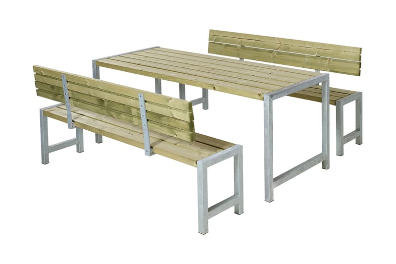 PLUS Plankset med 2 Ryggstöd 186 cm Tryckimpregnerat - Picknickbord & bänkbord