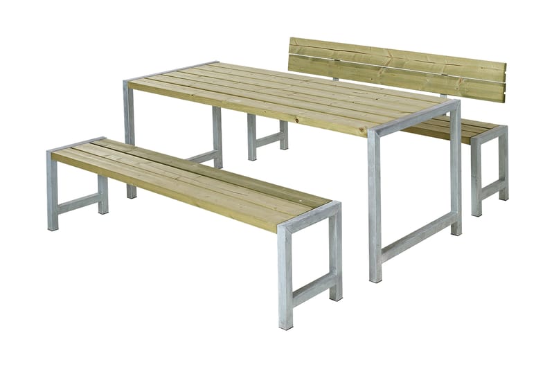 PLUS Plankset med 1 Ryggstöd 186 cm Tryckimpregnerat - Utemöbler - Utebord & trädgårdsbord - Picknickbord & bänkbord