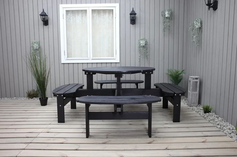 Rogolo Picknickbord 199 cm - Kaffesvart - Utemöbler - Utebord & trädgårdsbord - Picknickbord & bänkbord