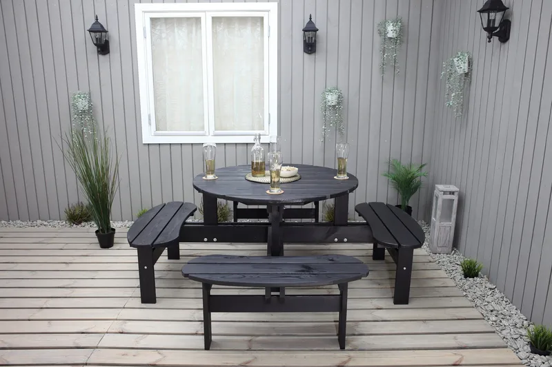 Rogolo Picknickbord 199 cm - Kaffesvart - Utemöbler - Utebord & trädgårdsbord - Picknickbord & bänkbord