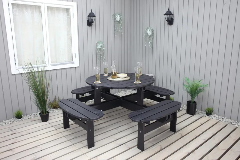 Rogolo Picknickbord 199 cm - Kaffesvart - Utemöbler - Utebord & trädgårdsbord - Picknickbord & bänkbord