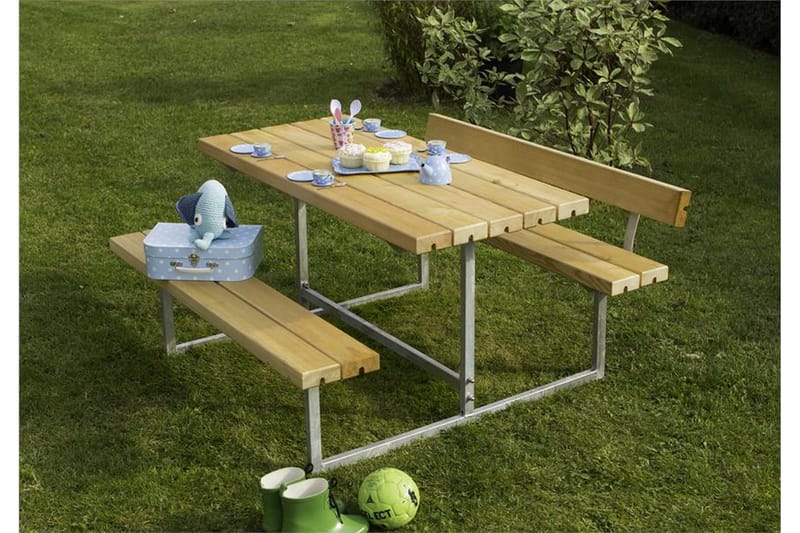 PLUS Basic Bänkset för Barn med 2 Ryggstöd - Beige - Picknickbord & bänkbord