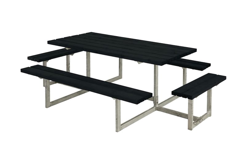 PLUS Basic Bänkset Komplett med 2 Påbyggnader - Svart - Picknickbord & bänkbord
