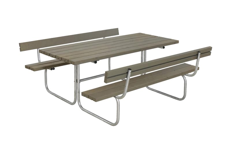 PLUS Classic Bänkset med 2 Ryggstöd 177x177x75 cm - Gråbrun - Picknickbord & bänkbord