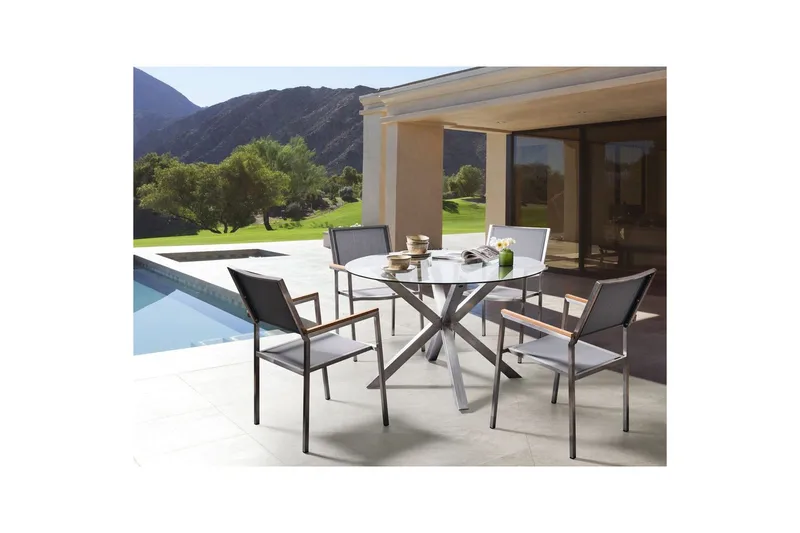 Runt bord Maletto - Silver, Transparent - Utemöbler - Utebord & trädgårdsbord - Matbord utomhus