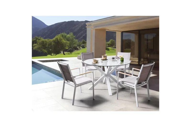 Runt bord Maletto - Vit, genomskinlig - Utemöbler - Utebord & trädgårdsbord - Matbord utomhus