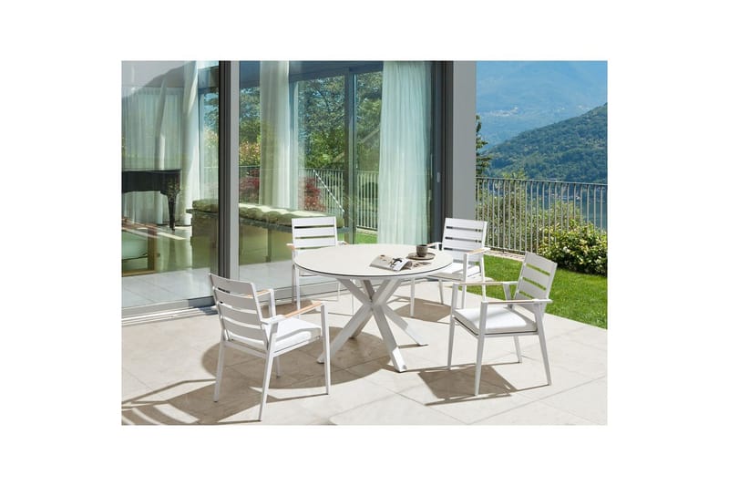 Runt bord Maletto Vit/Beige/Grå - Vit/Beige/Grå - Utemöbler - Utebord & trädgårdsbord - Matbord utomhus