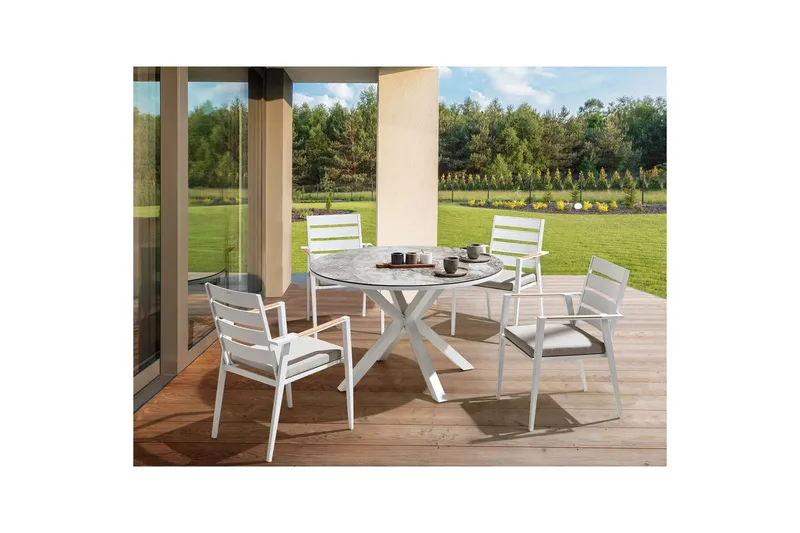 Runt bord Maletto Vit/Grå - Vit/Grå - Utemöbler - Utebord & trädgårdsbord - Matbord utomhus