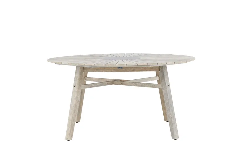 Runt Matbord Rives 150 cm Utomhus - Vitputsad - Utemöbler - Utebord & trädgårdsbord - Matbord utomhus