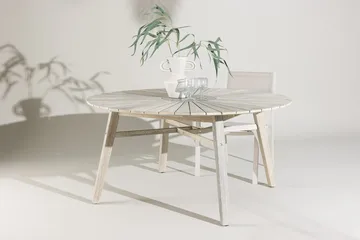 Runt Matbord Rives 150 cm Utomhus - Vitputsad - Utemöbler - Utebord & trädgårdsbord - Matbord utomhus