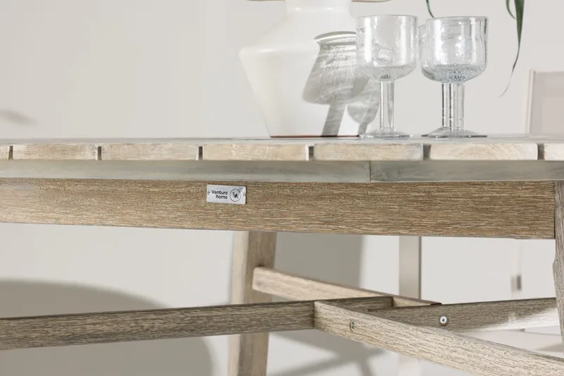 Runt Matbord Rives 150 cm Utomhus - Vitputsad - Utemöbler - Utebord & trädgårdsbord - Matbord utomhus