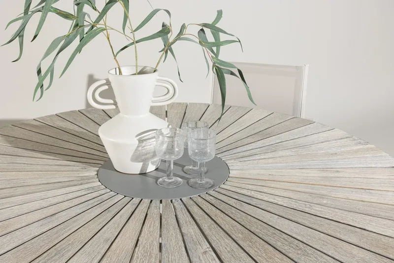 Runt Matbord Rives 150 cm Utomhus - Vitputsad - Utemöbler - Utebord & trädgårdsbord - Matbord utomhus