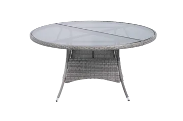 Runt utematbord med härdat glas | Ø150 cm | Tylösand grå - Utemöbler - Utebord & trädgårdsbord - Matbord utomhus