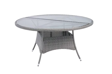 Runt utematbord med härdat glas | Ø150 cm | Tylösand grå - Utemöbler - Utebord & trädgårdsbord - Matbord utomhus