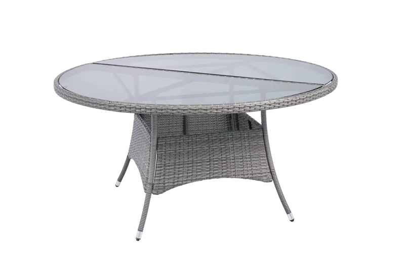 Runt utematbord med härdat glas | Ø150 cm | Tylösand grå, undefined