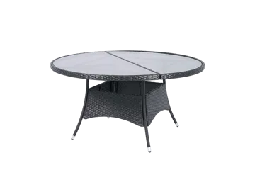 Runt utematbord med härdat glas | Ø150 cm | Tylösand svart - Utemöbler - Utebord & trädgårdsbord - Matbord utomhus
