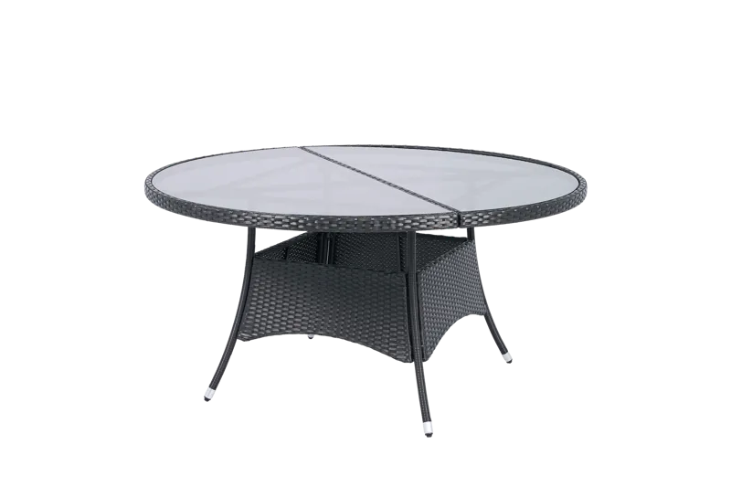 Runt utematbord med härdat glas | Ø150 cm | Tylösand svart - Utemöbler - Utebord & trädgårdsbord - Matbord utomhus