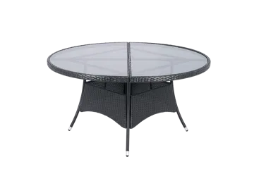 Runt utematbord med härdat glas | Ø150 cm | Tylösand svart - Utemöbler - Utebord & trädgårdsbord - Matbord utomhus