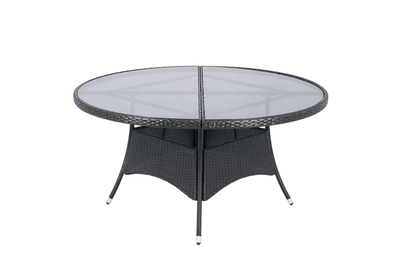 Runt utematbord med härdat glas | Ø150 cm | Tylösand svart, undefined
