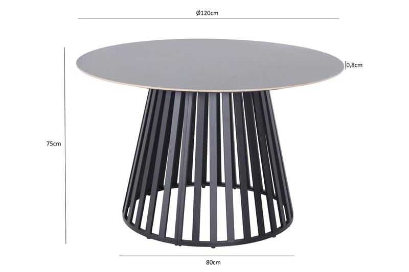 Sensi Runt Matbord utomhus 120 cm i metall - Svart - Utemöbler - Utebord & trädgårdsbord - Matbord utomhus