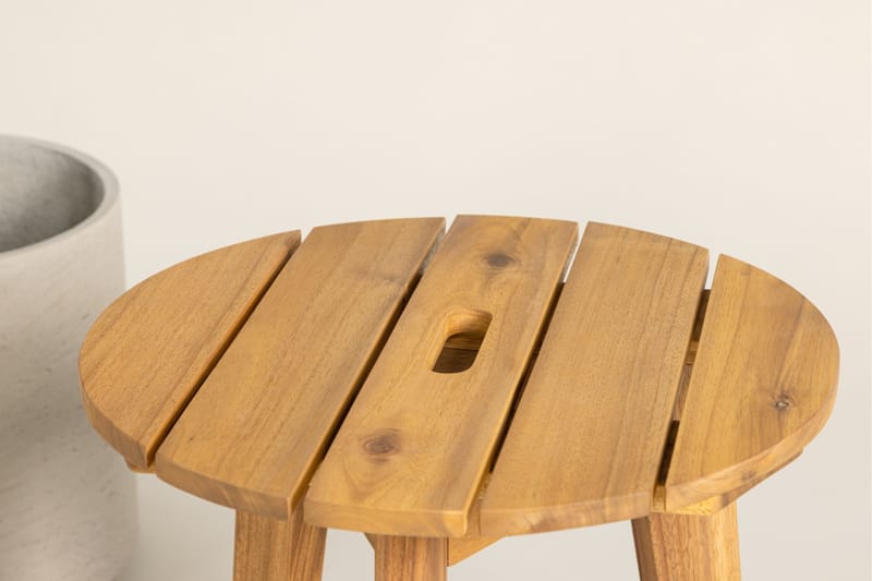 Chania Runt Litet Sidobord och Utebord 40 cm Trä - Brun - Utemöbler - Utebord & trädgårdsbord - Sidobord utomhus