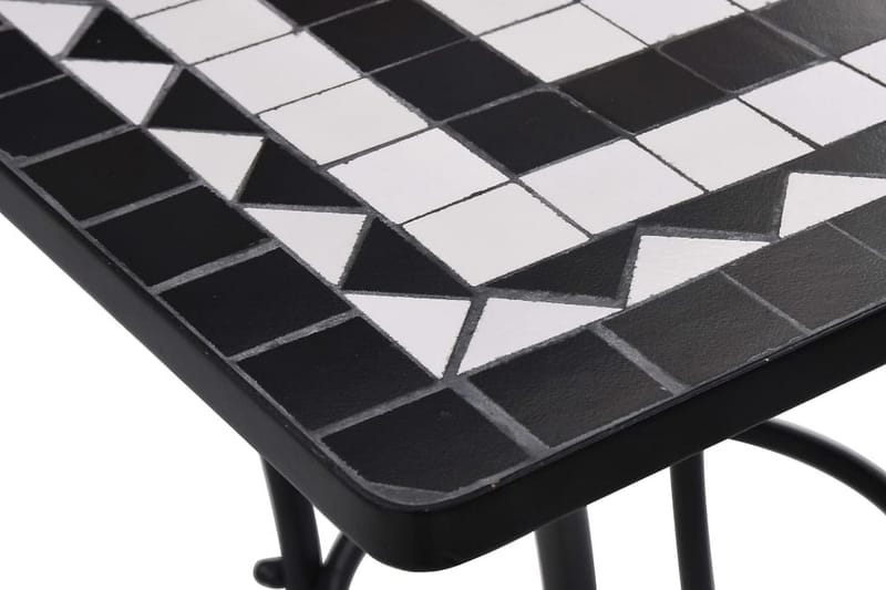 Mosaikbord svart och vit 60 cm keramik - Svart - Sidobord utomhus - Balkongbord