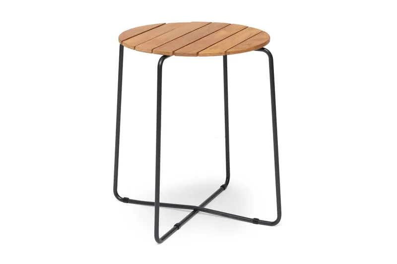 Oas Runt Cafébord och KaffeUtebord Utomhus 56 cm Trä Teak, Brun/ Svart