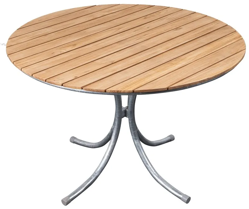 Teakbord Ø110 cm - Möllan, Teak / Galvaniserat stål