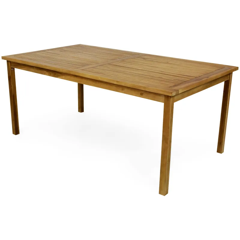Teakbord NO_BRAND Rektangulärt teakbord i massiv teak 160 × 90 cm | Matbord för uteplats & uterum Brun, undefined