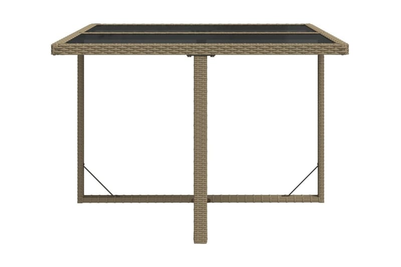 Trädgårdsbord beige 109x107x74 cm konstrotting och glas - Beige - Utemöbler - Utebord & trädgårdsbord - Matbord utomhus